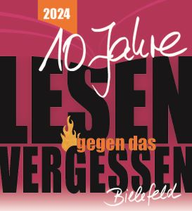Grafik: "2024: 10 Jahre Lesen gegen das Vergessen, Bielefeld"